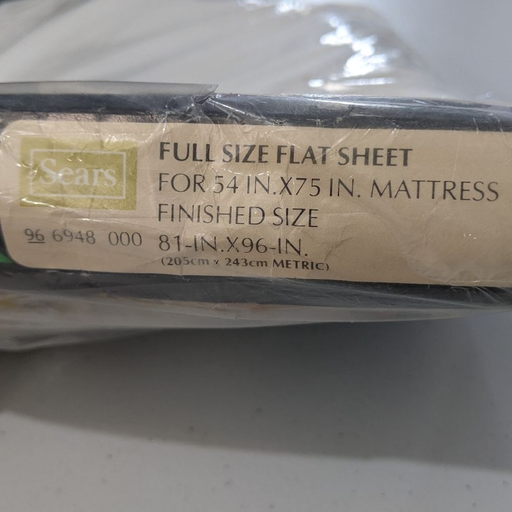 Medley White Vintage Full Flat Sheet Sears Perma Prest Percale Cotton Blend New - Picture 6 of 7